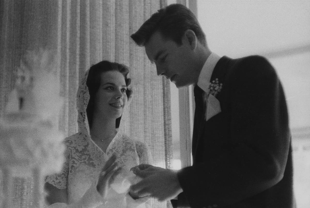 Natalie Wood and Robert Wagner’s first wedding in 1957. (HBO)