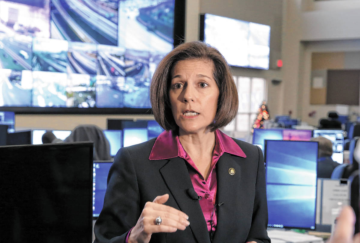 Sen. Catherine Cortez Masto, D-Nev., speaks on Tuesday, Nov. 21, 2017 at the FAST traffic manag ...