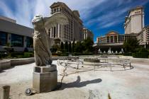 A fountain at Caesars Palace sits empty along the Las Vegas Strip on Thursday, April 16, 2020. ...