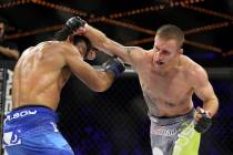 Justin Gaethje, right, in action against Luiz Firmino for the WSOF lightweight title fight at t ...
