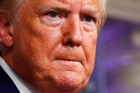 President Donald Trump speaks about the coronavirus in the James Brady Press Briefing Room of t ...