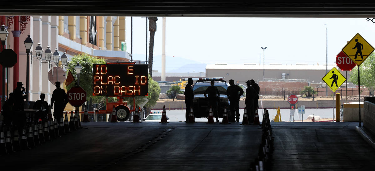 National Guard soldiers during a preview of a Clark County/University Medical Center drive-thru ...