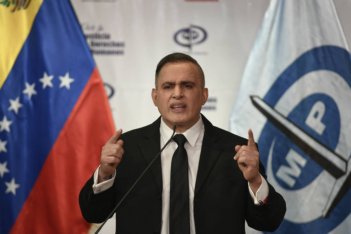 Venezuela's Attorney General Tarek William Saab gives a press conference regarding what the gov ...