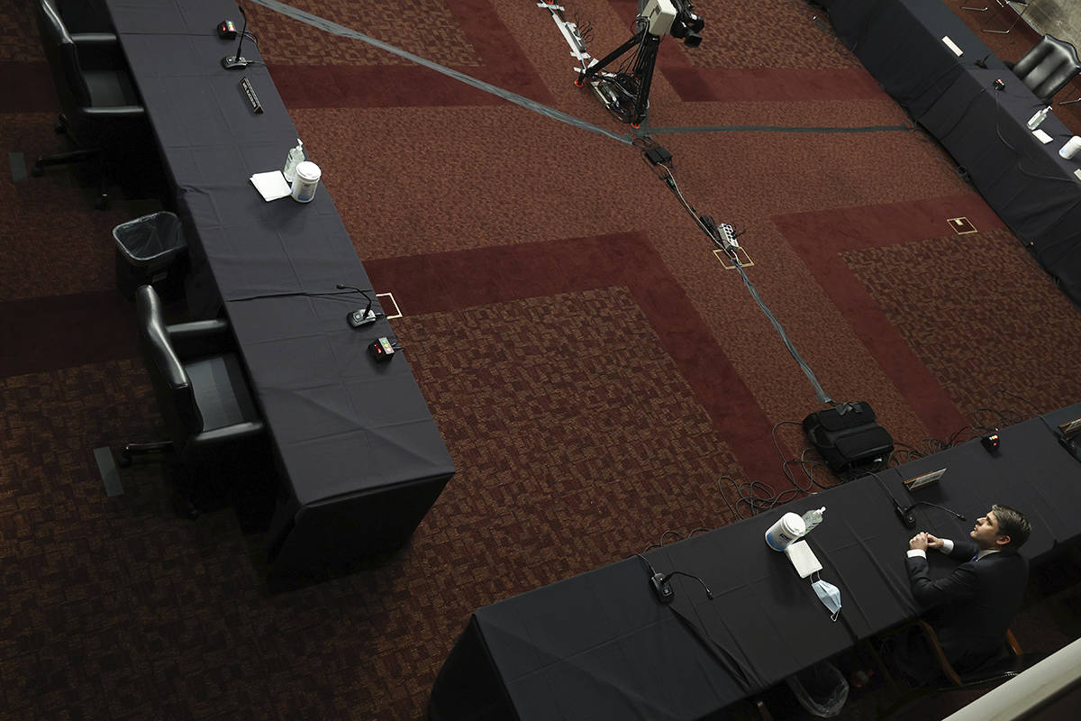 Judge Justin Walker testifies before a Senate Judiciary Committee hearing on Walker's nominatio ...