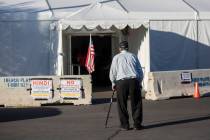 North West Las Vegas residents walk into the voting station at 7881 W. Tropical Pkwy. on Tuesda ...