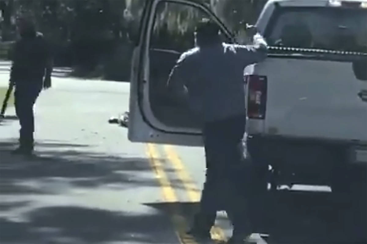 This image from video posted on Twitter Tuesday, May 5, 2020, purports to show Ahmaud Arbery ly ...