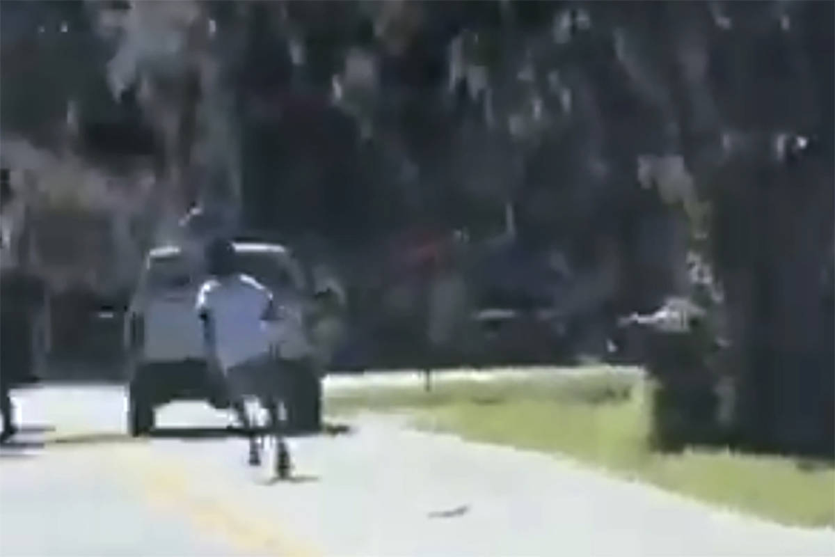 This image from video posted on Twitter Tuesday, May 5, 2020, purports to show Ahmaud Arbery ru ...