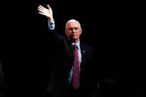 Vice President Mike Pence reacts to audience members after a roundtable with agriculture and fo ...