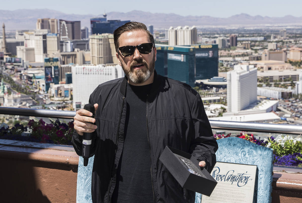 Insomniac founder/CEO Pasquale Rotella accepts a “Key to the Strip” during a ceremony on Ju ...