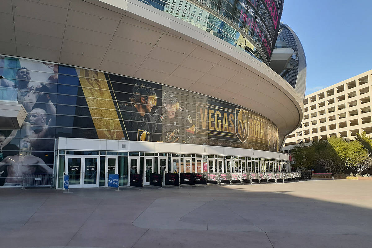 Toshiba Plaza outside T-Mobile Arena on Thursday, Jan. 16, 2020, in Las Vegas. (Tony Garcia/Las ...