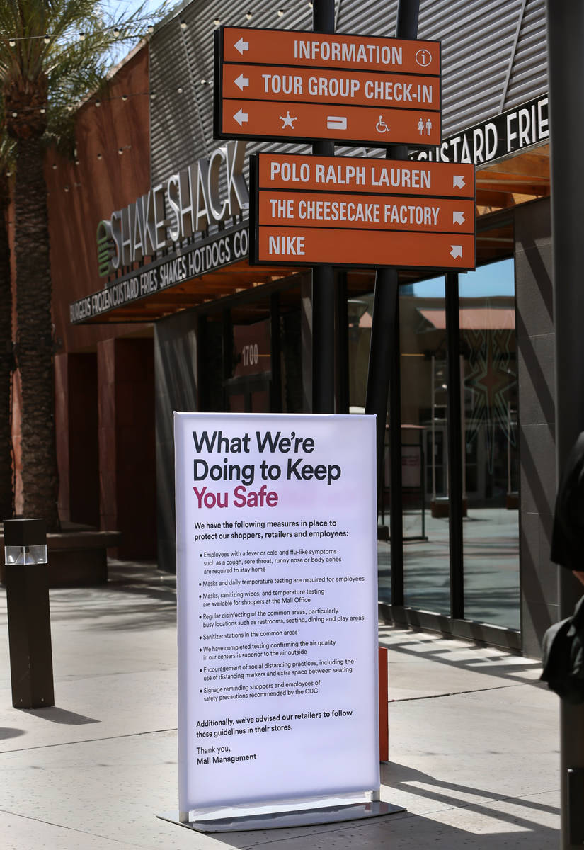 One of the many customer information signs now installed throughout the Las Vegas North Premium ...