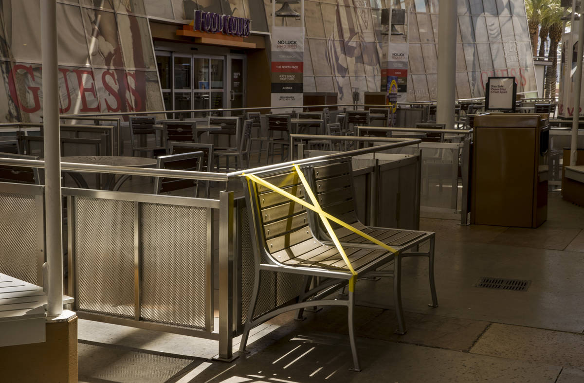 Some seating is now restricted about the food court area to encourage social distancing through ...