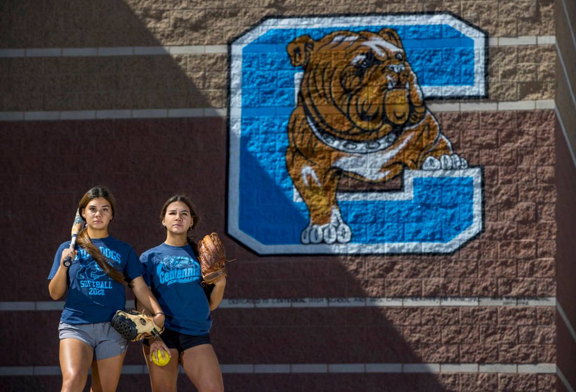 Samantha, left, and Natasha Lawrence as seniors from the Centennial High School softball team w ...