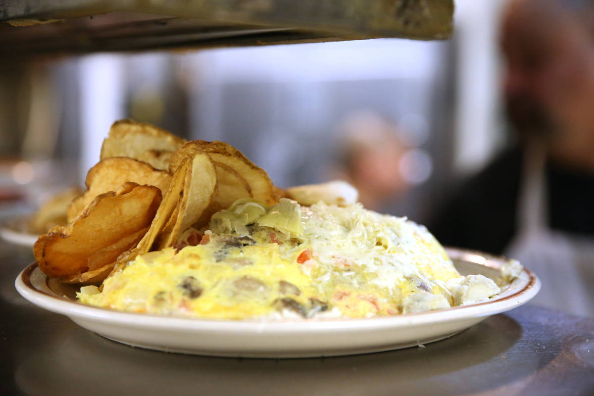 An omelet dish before getting served to a customer at the Omelet House in this Friday, Feb. 1, ...