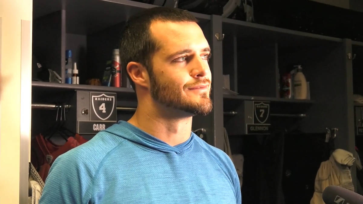 Le'Andre Fox/Las Vegas Review-Journal Raiders quarterback Derek Carr Derek Carr discusses the t ...