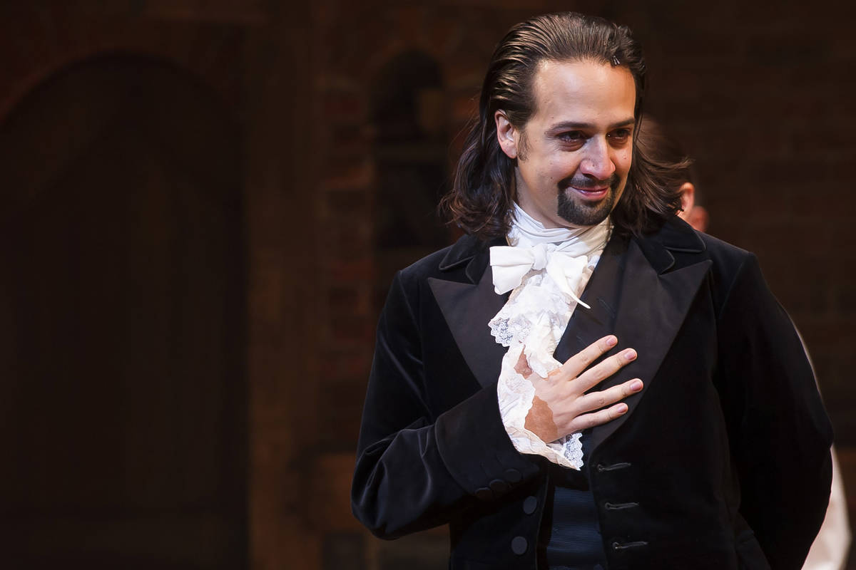 FILE - In this Aug. 6, 2015, file photo, Lin-Manuel Miranda appears at the curtain call followi ...