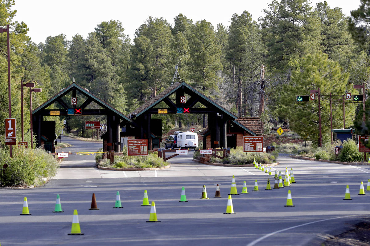 Guests arrive at the Grand Canyon Friday, May 15, 2020, in Grand Canyon, Ariz. Tourists are onc ...