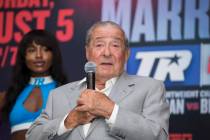 CEO of Top Rank Bob Arum during a boxing press conference in Los Angeles, Calif., on Wednesday, ...
