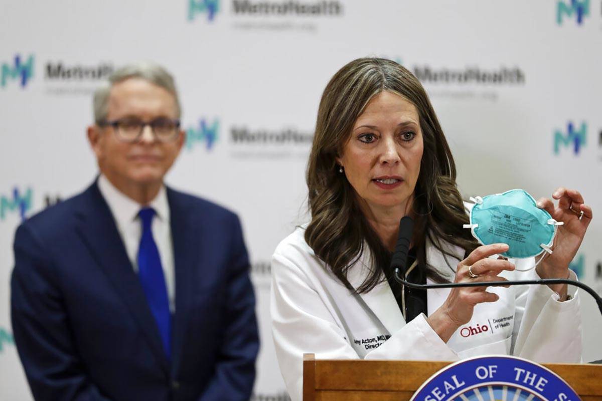 In a Feb. 27, 2020, file photo Ohio Department of Health Director Amy Acton speaks during a new ...