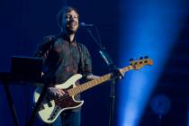 Ben McKee of Imagine Dragons plays during the band's show at T-Mobile Arena in Las Vegas, Frida ...