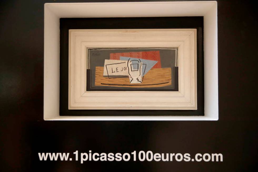 The painting "Nature morte" by Picasso hangs on a wall at Christie's auction house, T ...