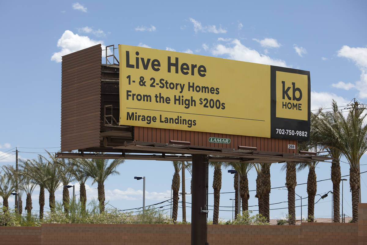 A sign for Mirage Landings, a new development being built by KB Home near Rainbow Boulevard and ...