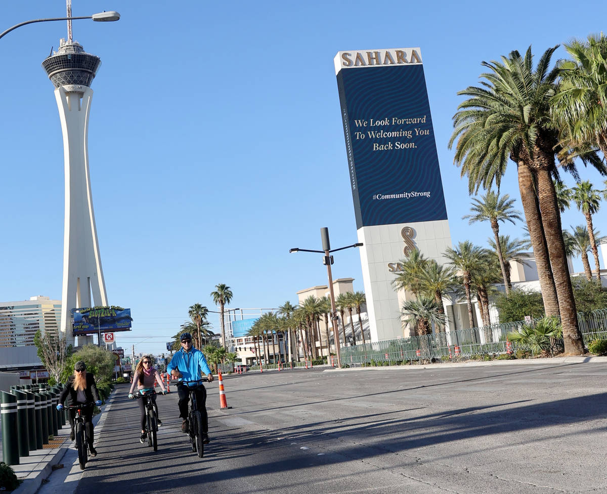 Las Vegas resident and ZZ Top frontman Billy Gibbons rides down the Strip in Las Vegas with his ...