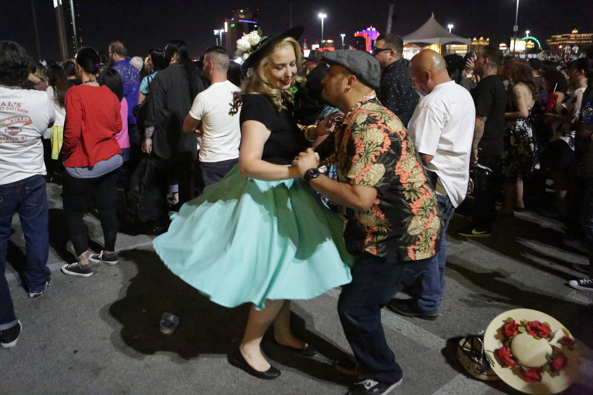 Diana and Eddie Manzanares of Los Angeles dance to the music of the Stray Cats at the 21st Annu ...