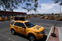 The parking lot behind Yellow Checker Star Transportation's main offices in Las Vegas, Wednesd ...