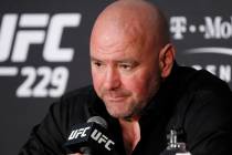 In this Oct. 6, 2018, file photo, Dana White, president of the UFC, speaks at a news conference ...