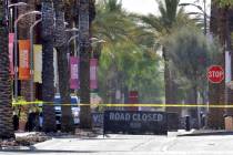 The Westgate retail district is closed off Thursday, May 21, 2020, in Glendale, Ariz. Police sa ...
