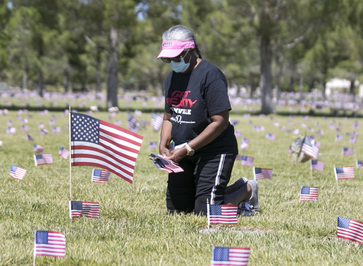 Elaine McGlothen of Las Vegas visits the grave site of her ex-husband, U.S. Air Force Staff Sgt ...