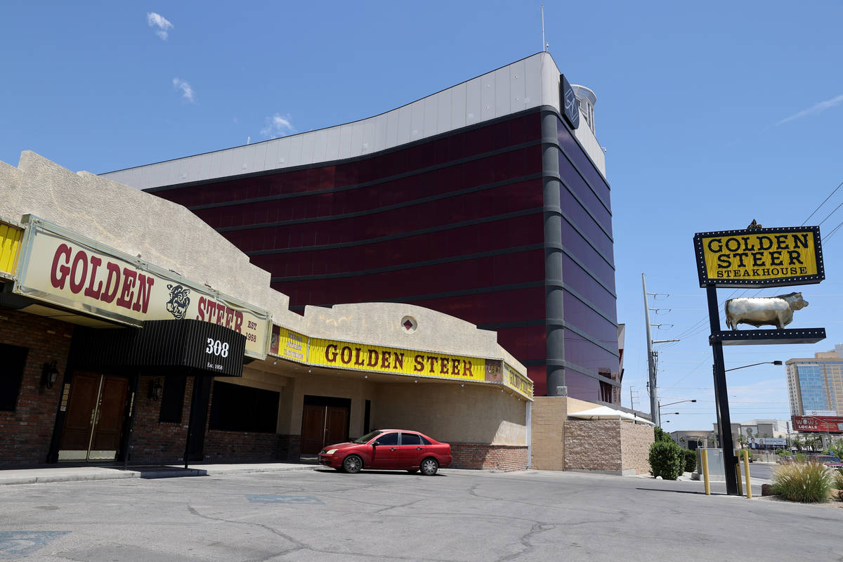 Golden Steer Steakhouse on Sahara Avenue near the Strip in Las Vegas Friday, May 22, 2020. Owne ...