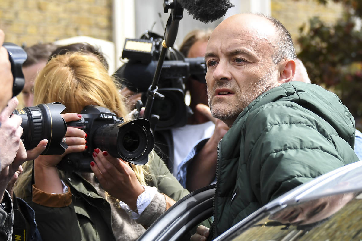 Britain's Prime Minister Boris Johnson's senior aid Dominic Cummings leaves his home, in London ...