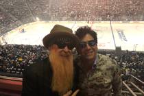 Billy Gibbons of ZZ Top and TV producer Marklen Kennedy are shown before the Vegas Golden Knigh ...