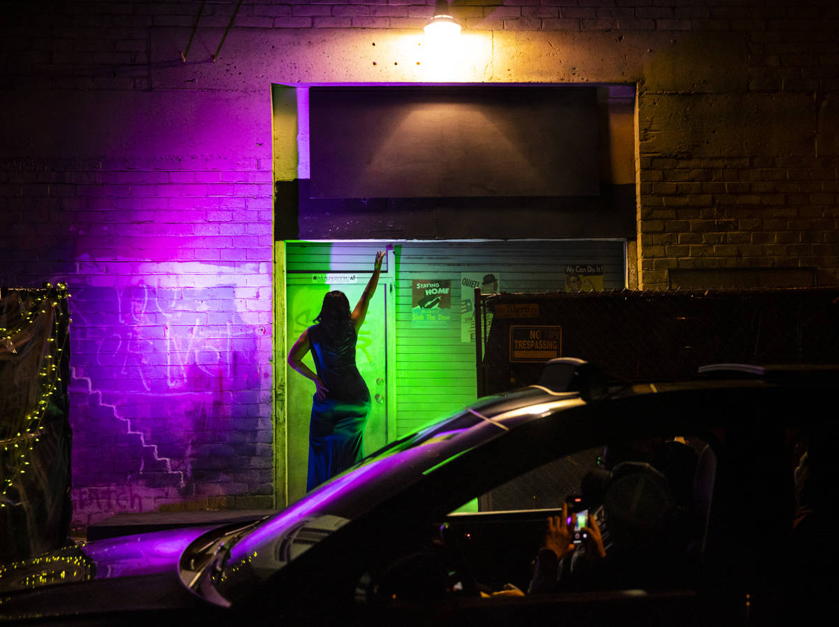 Kim Amblad performs as part of the Majestic Drive-Thru Theatre outside of the Majestic Repertor ...