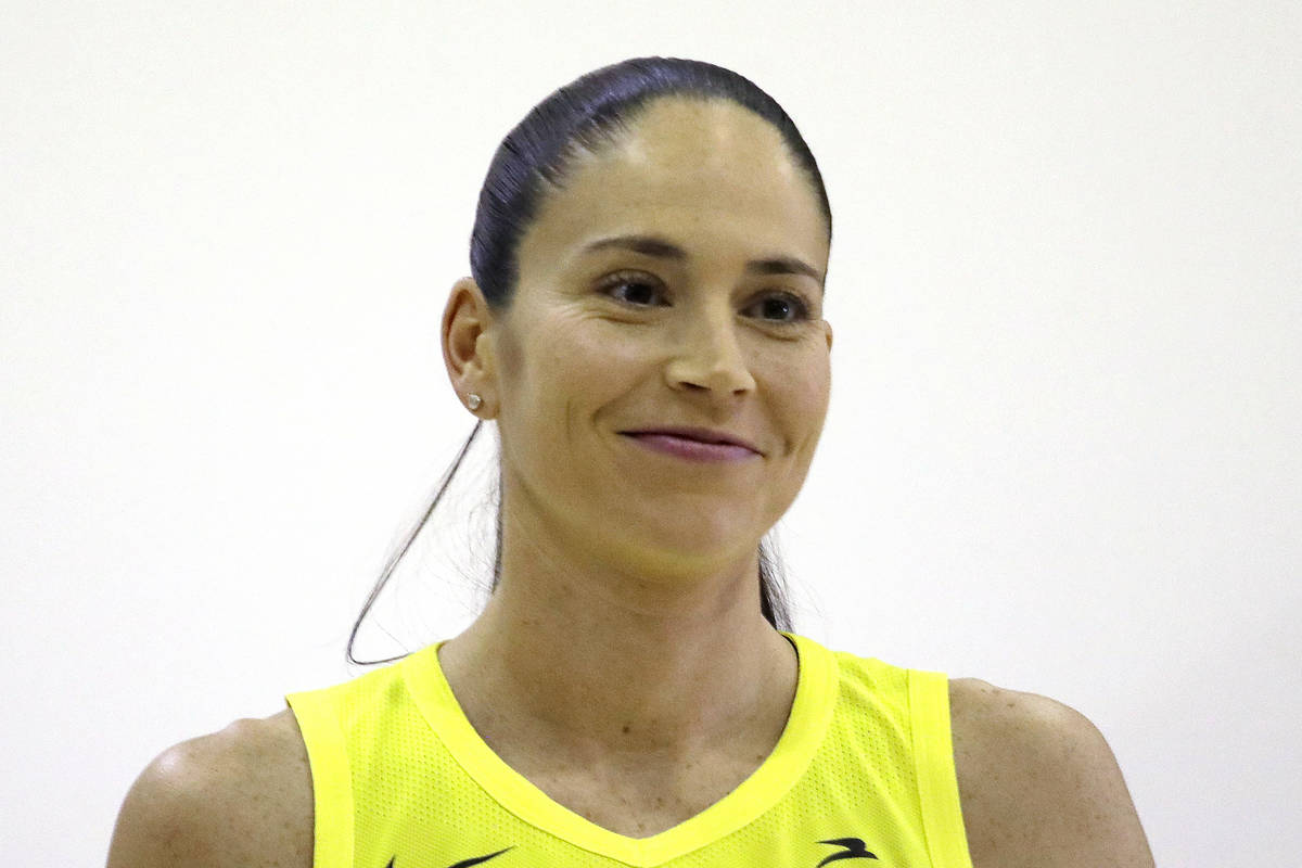 FILE - This May 13, 2019, file photo shows Seattle Storm's Sue Bird posed for a photo at the ba ...
