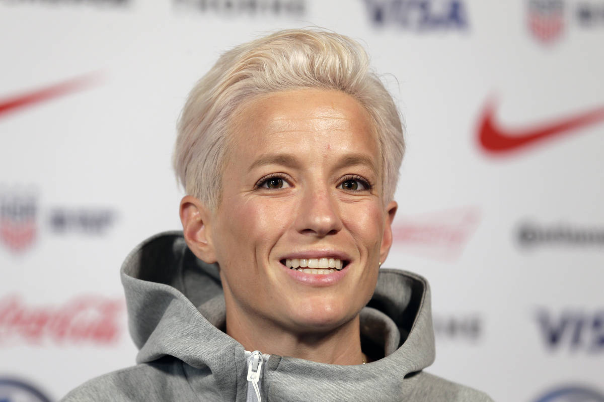 FILE - In this May 24, 2019, file photo, Megan Rapinoe, a member of the United States women's n ...