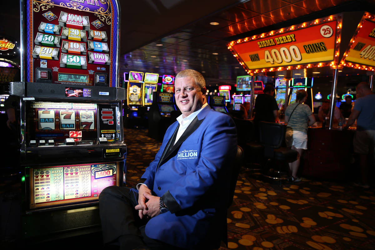 Derek Stevens, owner of the D Las Vegas hotel-casino, poses inside the casino floor in Las Vega ...