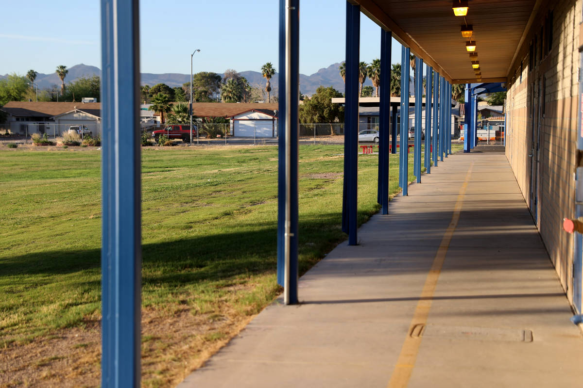 Classrooms and back field at Ferron Elementary School in Las Vegas Wednesday, May 27, 2020. Cla ...