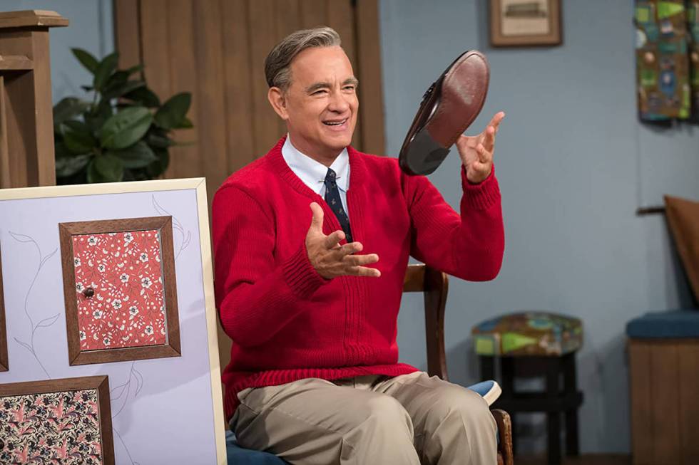 This image released by Sony Pictures shows Tom Hanks as Mister Rogers in a scene from "A B ...