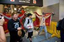 Southern Nevada Blue Sox baseball players arrive at McCarran International Airport in Las Vegas ...