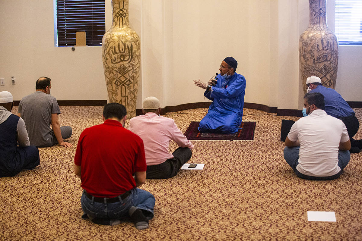 Imam Shamsuddin Waheed gives the sermon during jummah, Friday prayer, at Masjid Ibrahim in Las ...