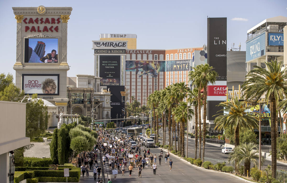 People take over the street during a Black Lives Matter protest and march along the along the L ...