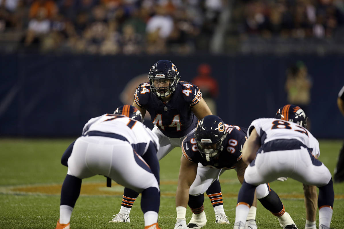 Chicago Bears inside linebacker Nick Kwiatkoski (44) during the first half of an NFL preseason ...