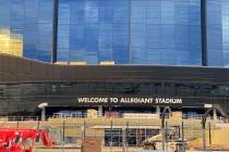 A Welcome to Allegiant Stadium sign was installed over the weekend at the $2 billion project's ...