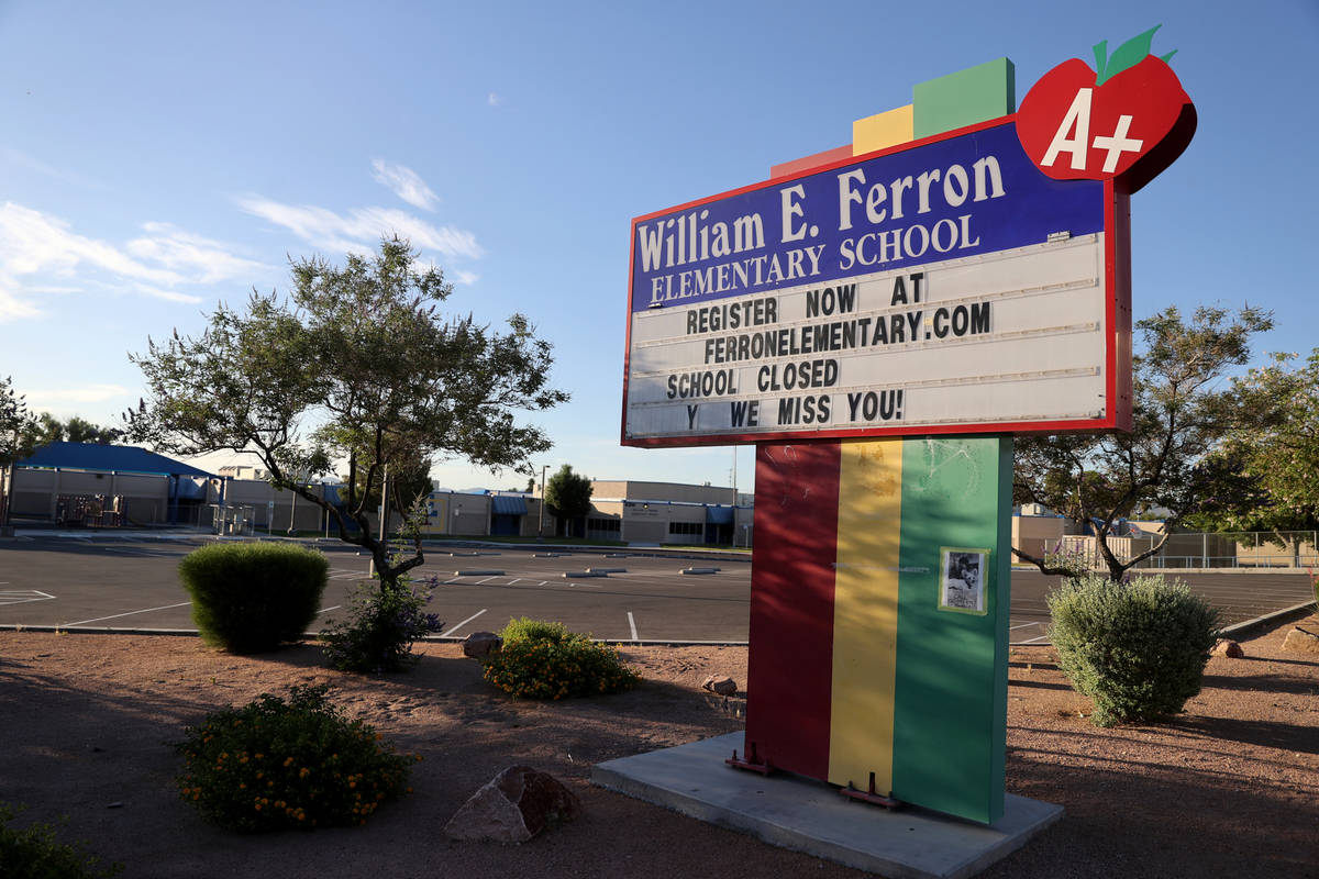 Ferron Elementary School in Las Vegas Wednesday, May 27, 2020. Clark County School District pla ...