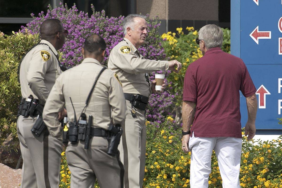 Clark County Sheriff Joe Lombardo leaves University Medical Center on Tuesday, June 2, 2020, af ...