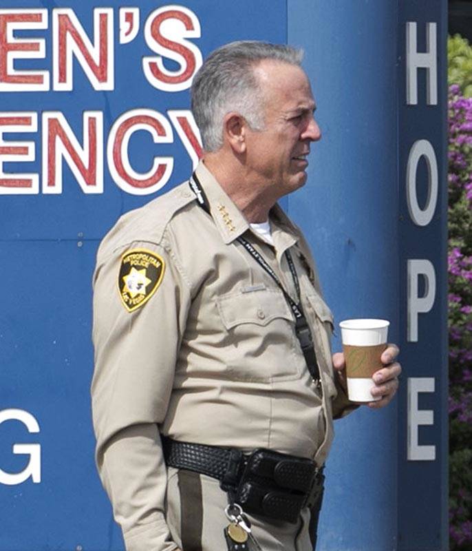Clark County Sheriff Joe Lombardo leaves University Medical Center on Tuesday, June 2, 2020, af ...