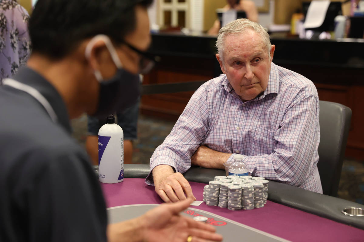 Dave Stratton of Ls Vegas plays poker during the first day of reopening at The Orleans hotel-ca ...